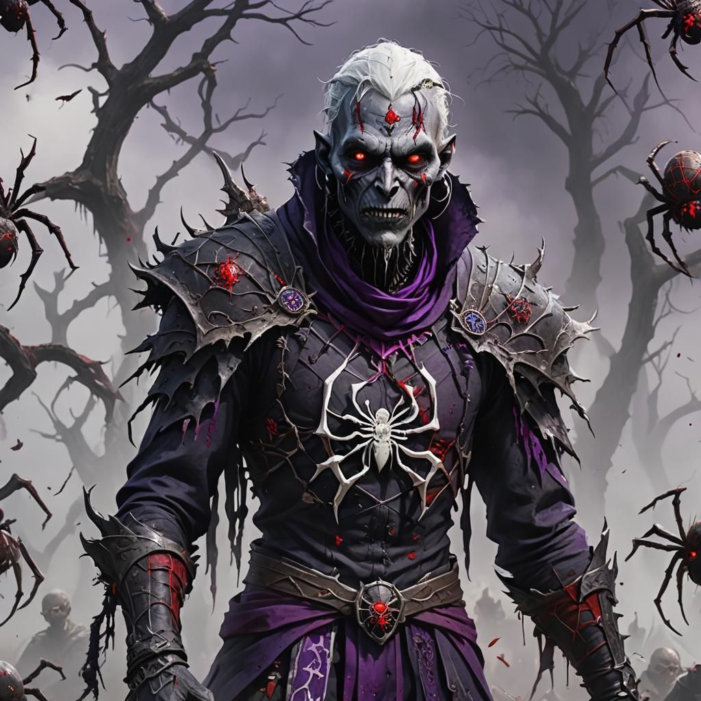 Undead Drow Zombie in Medieval D&D Style
