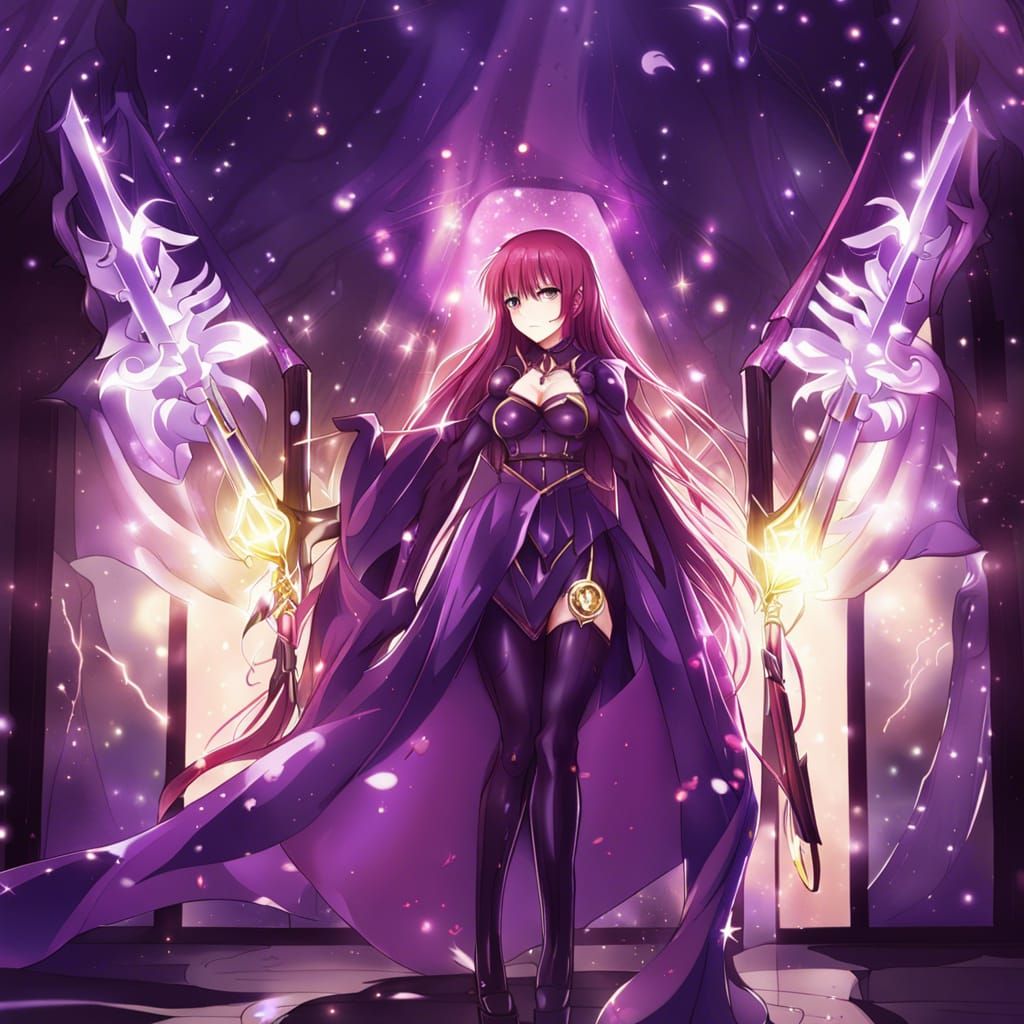 Scathach in Dark Light: Anime Fantasy Art