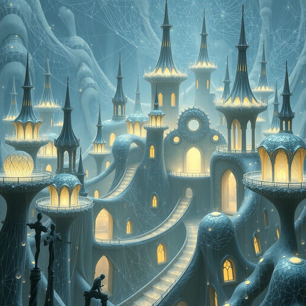 Enchanted Spiderweb City Resembling Floral Blooms