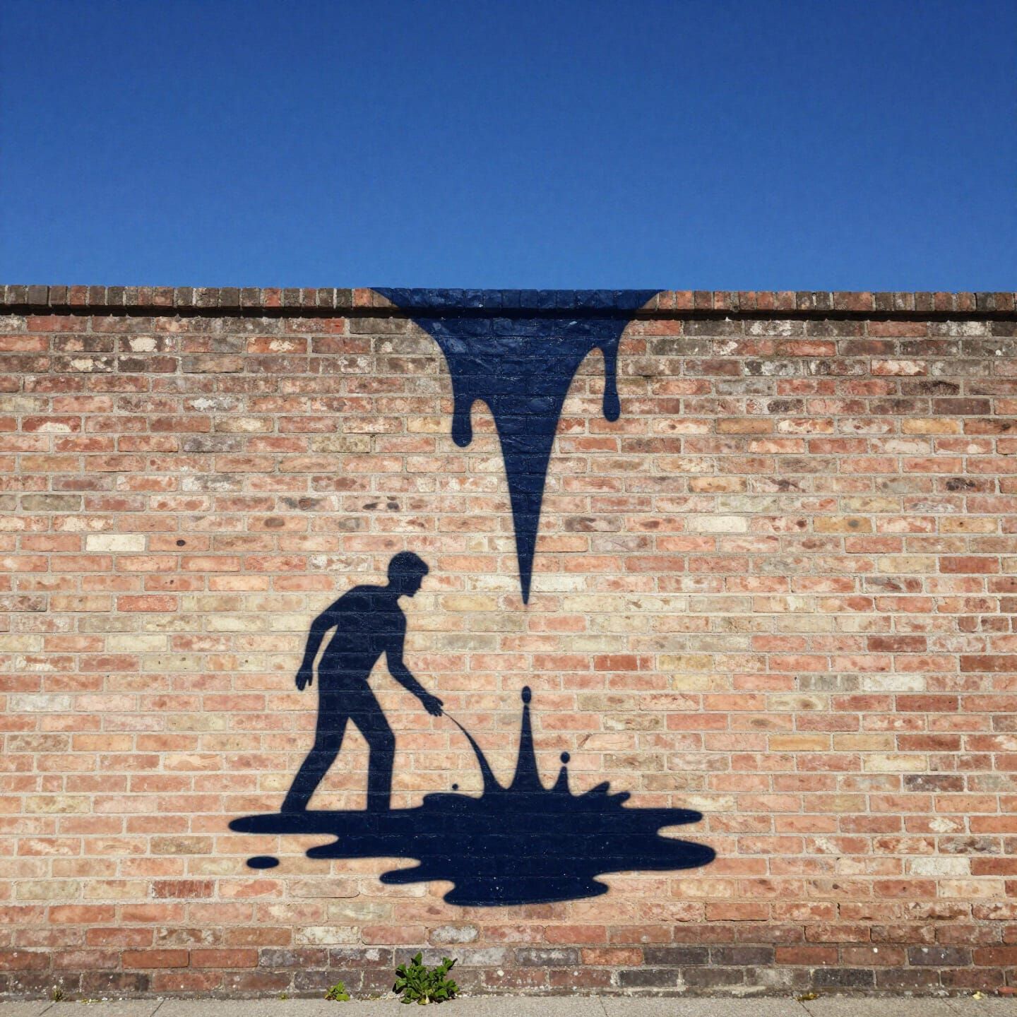 Melting Man Flows Upward River Into Starless Sapphire Sky