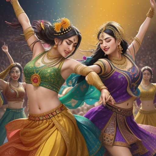 Vibrant Indian Festival Lyrical Abstraction Photoillustratio...