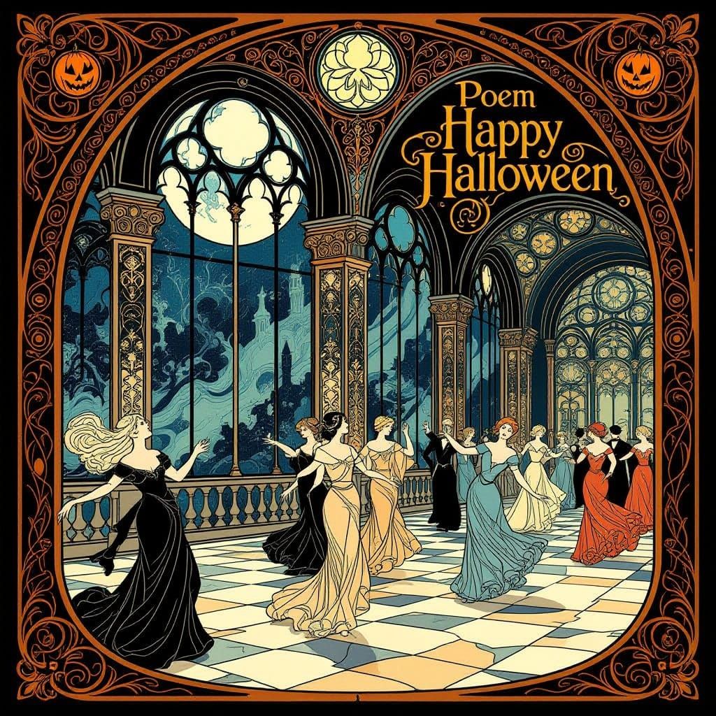 Art Nouveau Halloween Ball in Moonlight