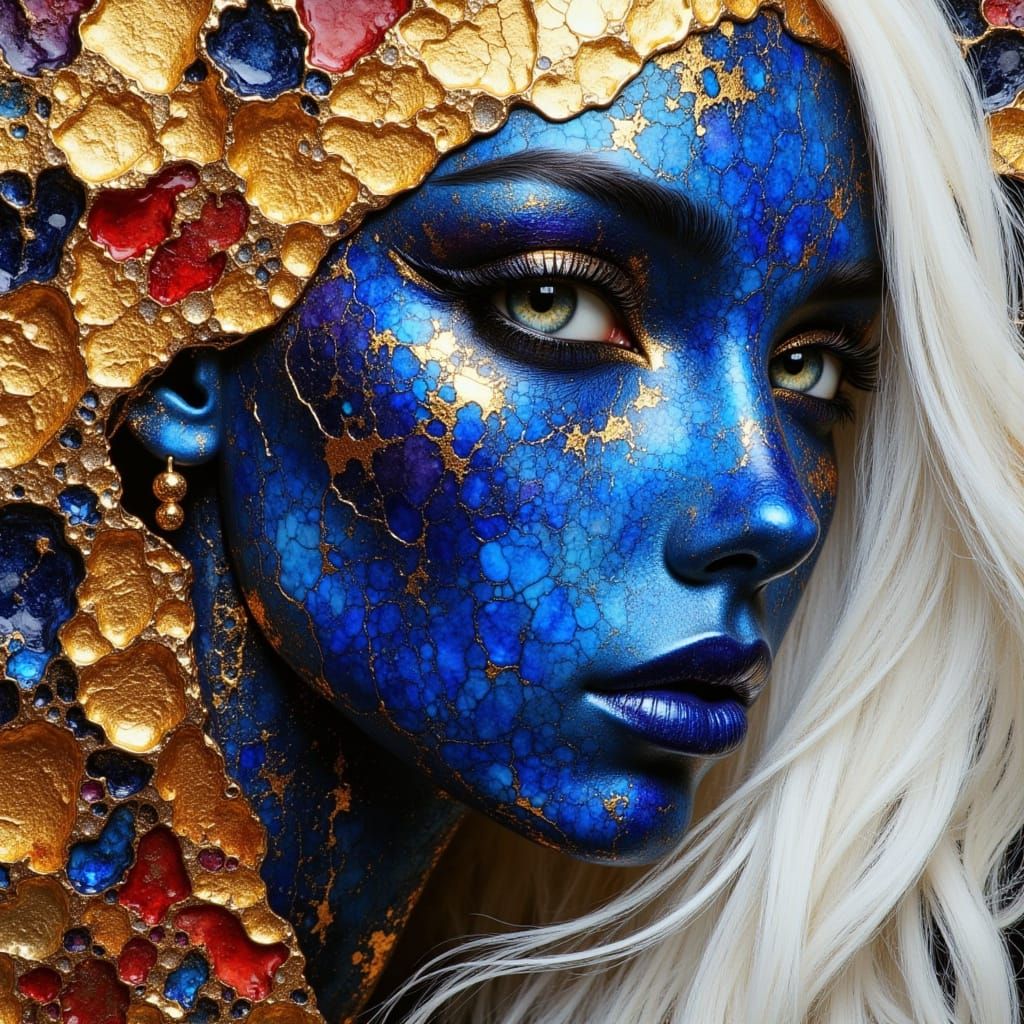 Cracked Ceramic Andromedan Woman Portrait