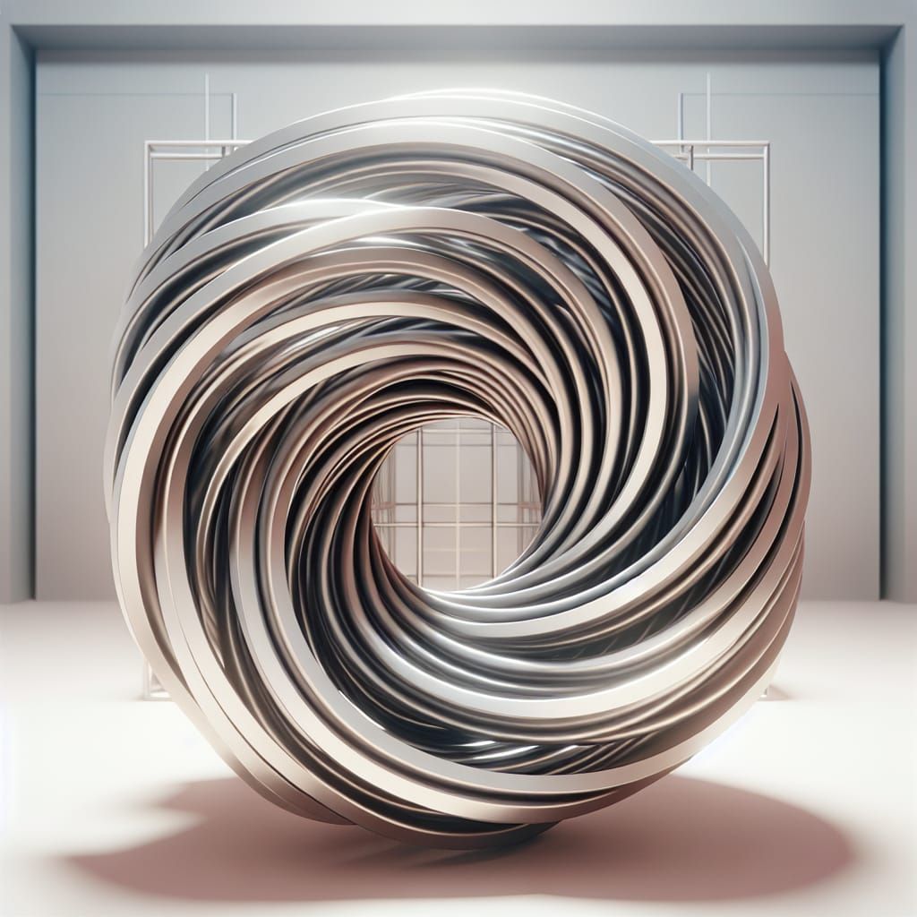 Surrealistic Silver Sculpture in Futuristic Minimalist Setti...