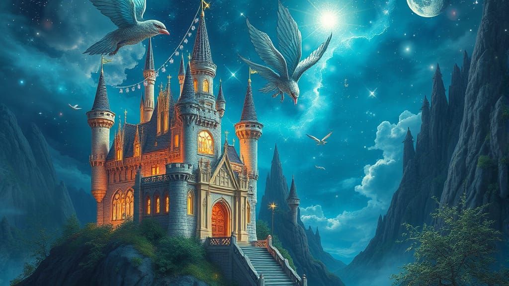 Fairy Tale Castle Astral Cosmic Illustration