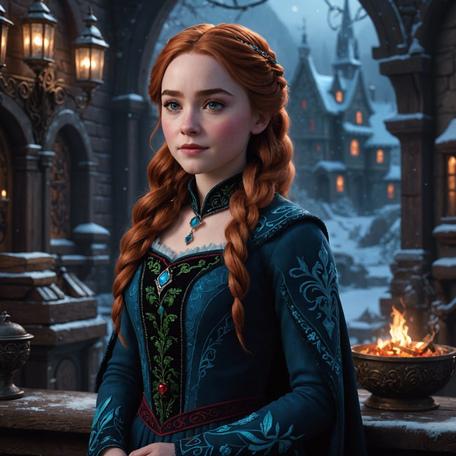 Sabrina Carpenter as Anna in Detailed Digital Painting