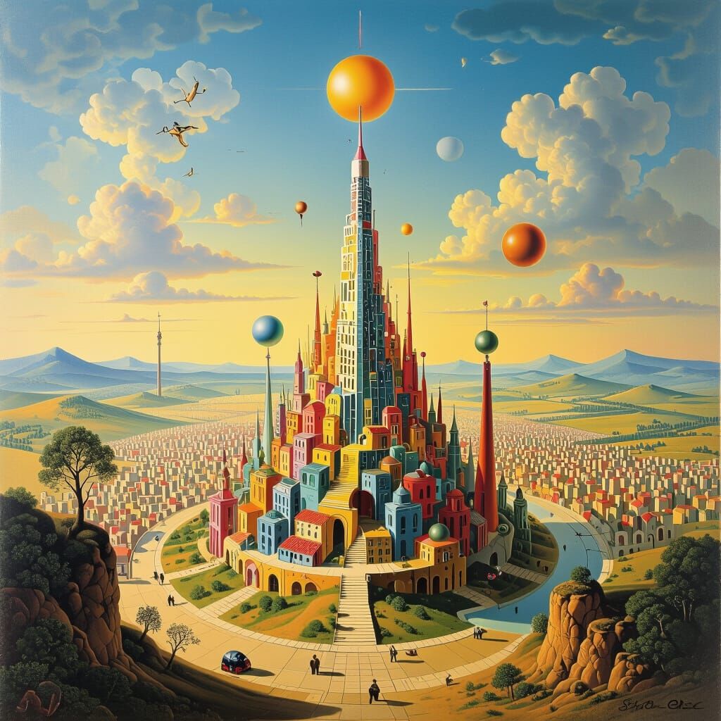 Surreal High Towers Inspired by Dali, Burton, Escher