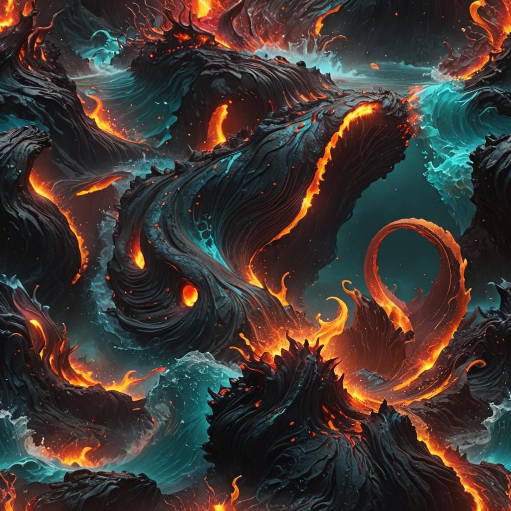 Lava and Water Creature Emerges from the Deep