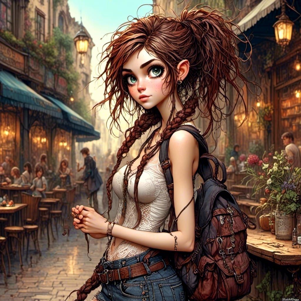 Stunning College Student in Masterpiece Painting Style