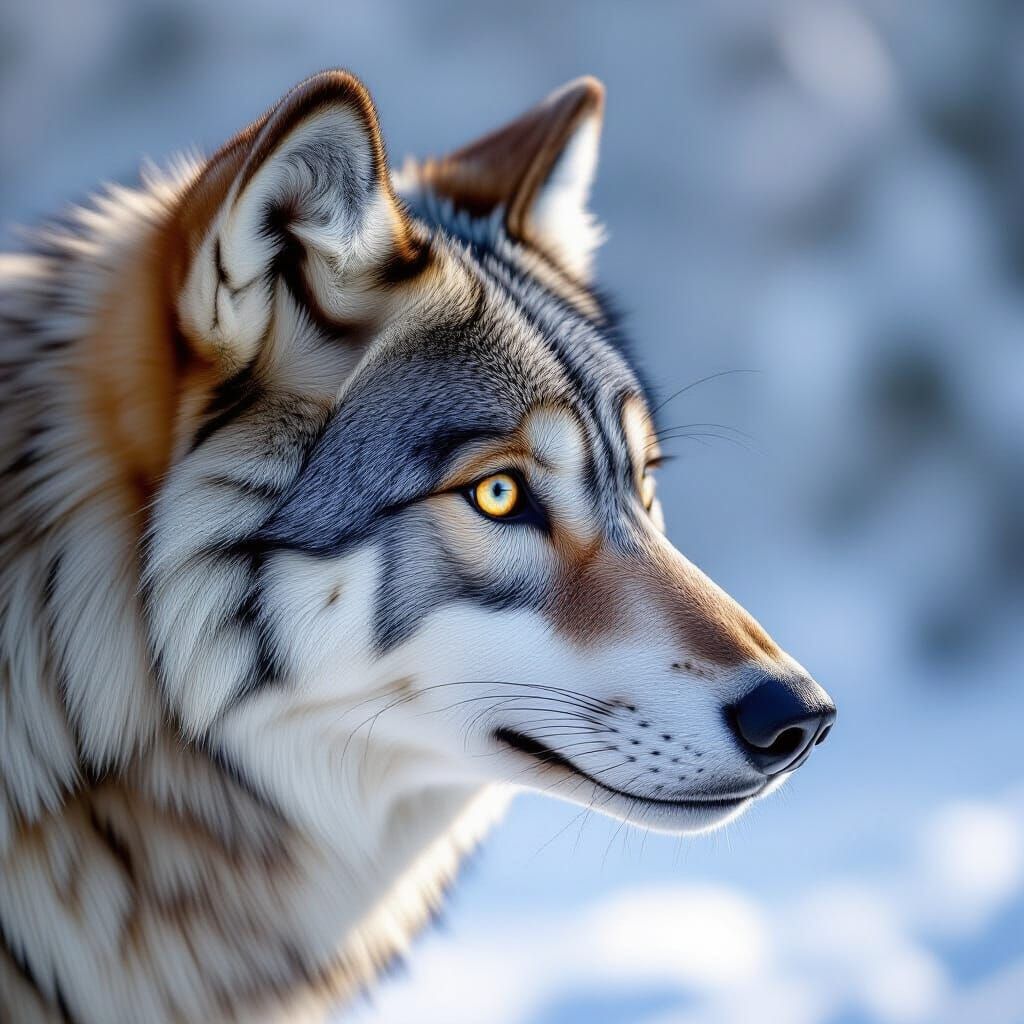 Timber Wolf Heterochromia Eyes in Pixar Style