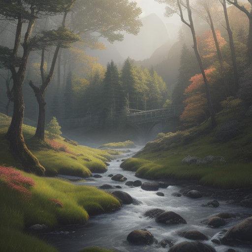 Mystical Scottish Glen in Vibrant Digital Fantasy Style