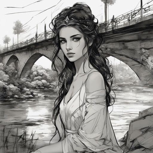 Beautiful Syrian Girl Portrait in 19th Century Splash Art