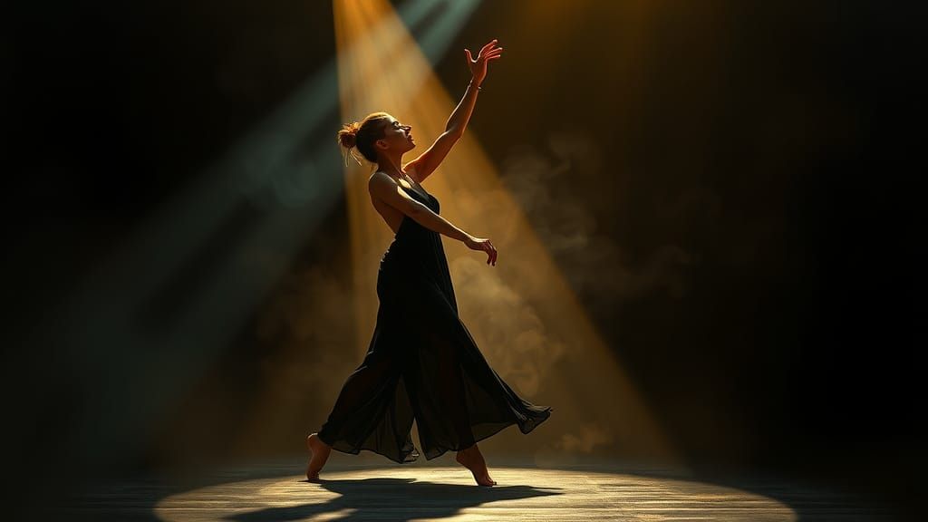 Elegant Dancer in Spotlight: A Digital Painting