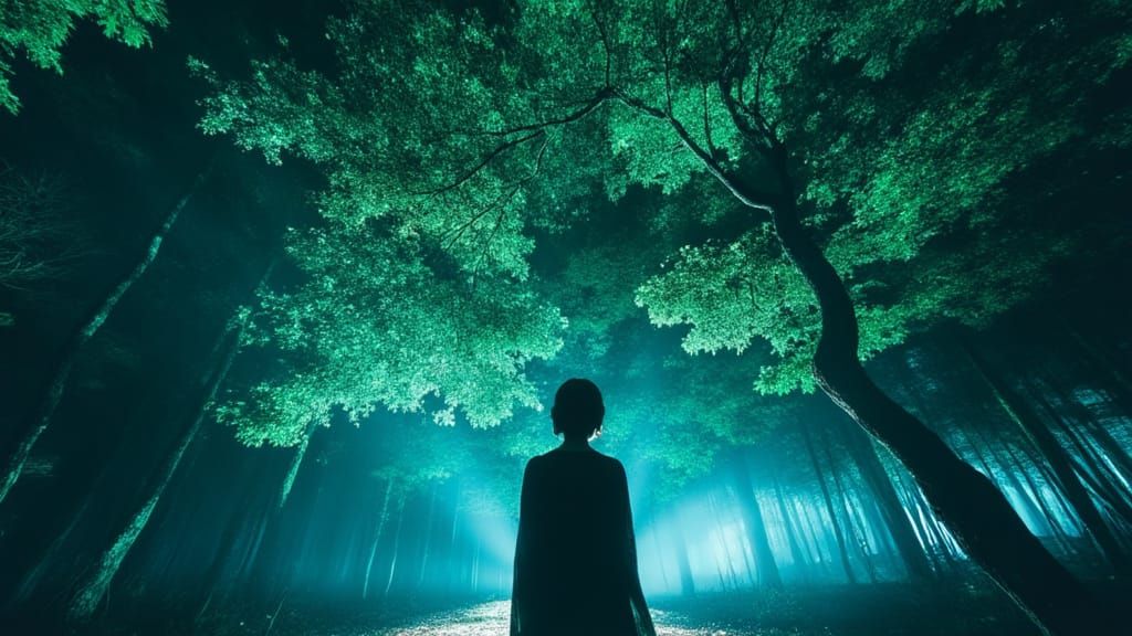 Night View of Hama-Rikyu Gardens with Pine Tree