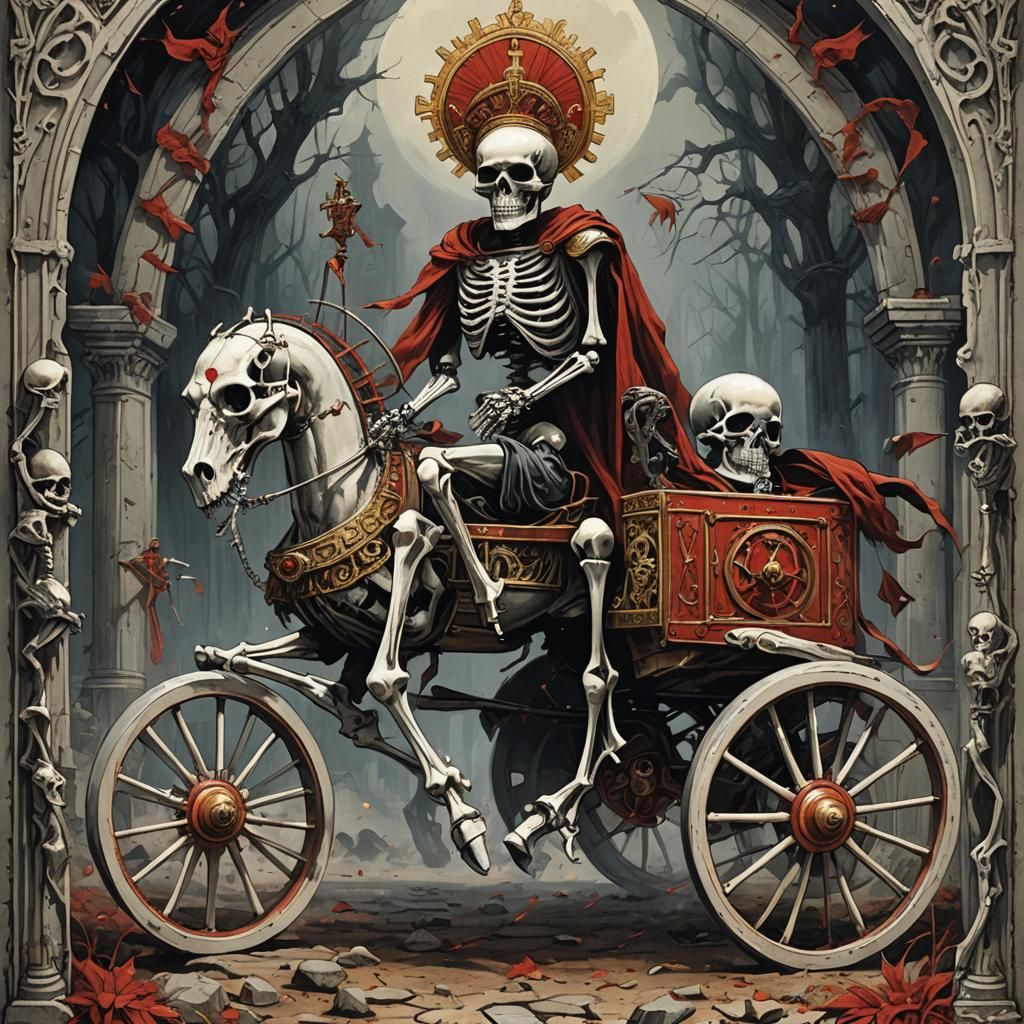 The Chariot Tarot Card Featuring a Skeleton