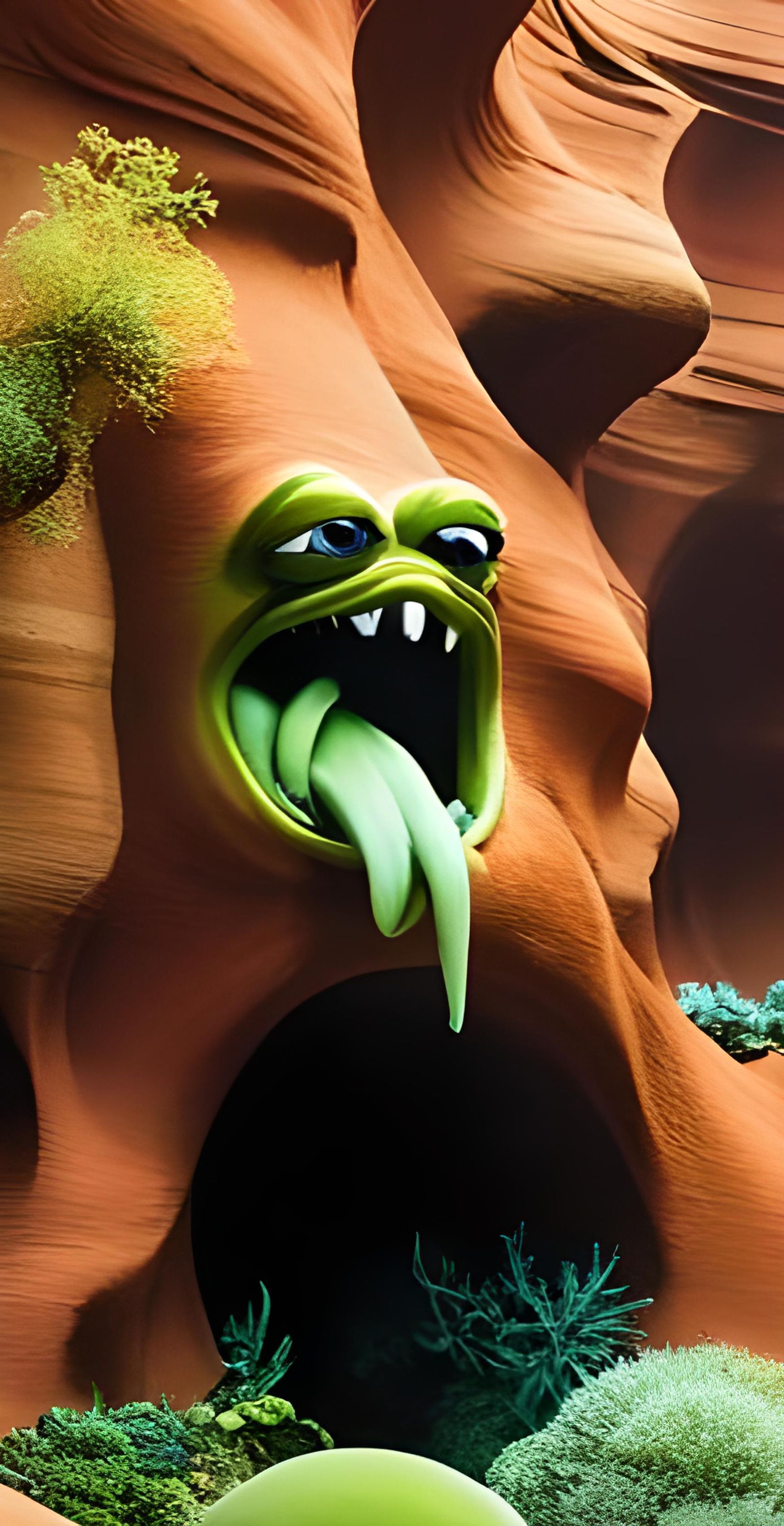 Anthropomorphic Grouch in Underwater Cantelope Canyon