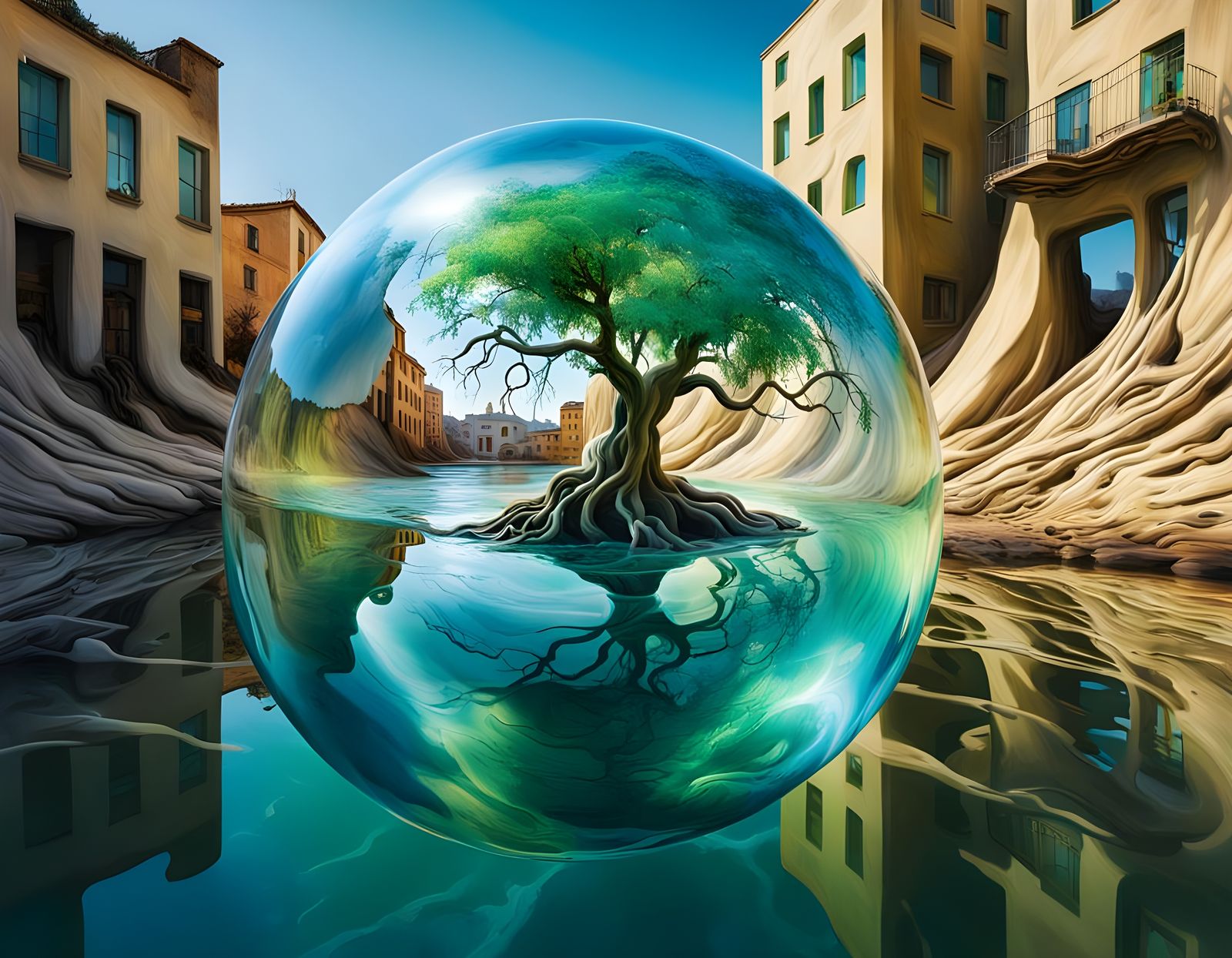 Surreal Bubble Baby on River of Life