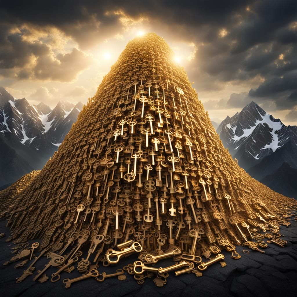 Golden Key Mountain: Hyperrealistic HDR Composition