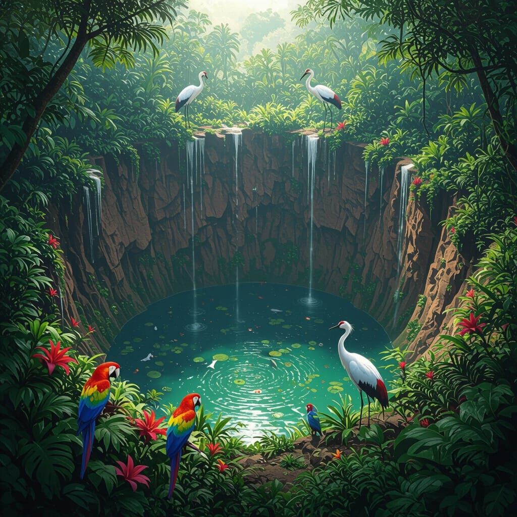 Lush Rainforest Thrives Within Impact Crater