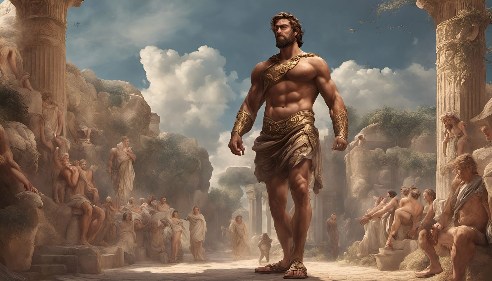 Heracles in Ancient Greece: Detailed Matte Painting