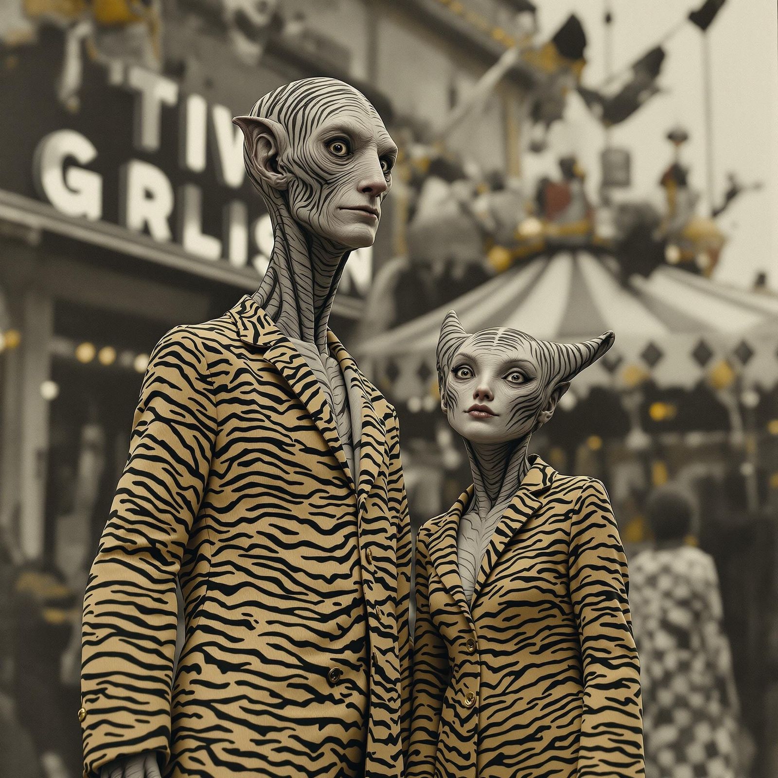 Bizarre Humanoids in Zoot Suits at a Carnival