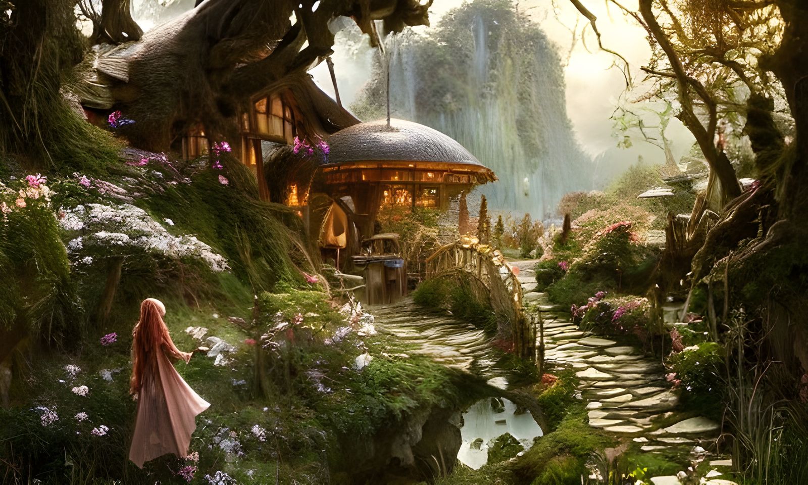 Winged Elves in Middle-earth Landscape