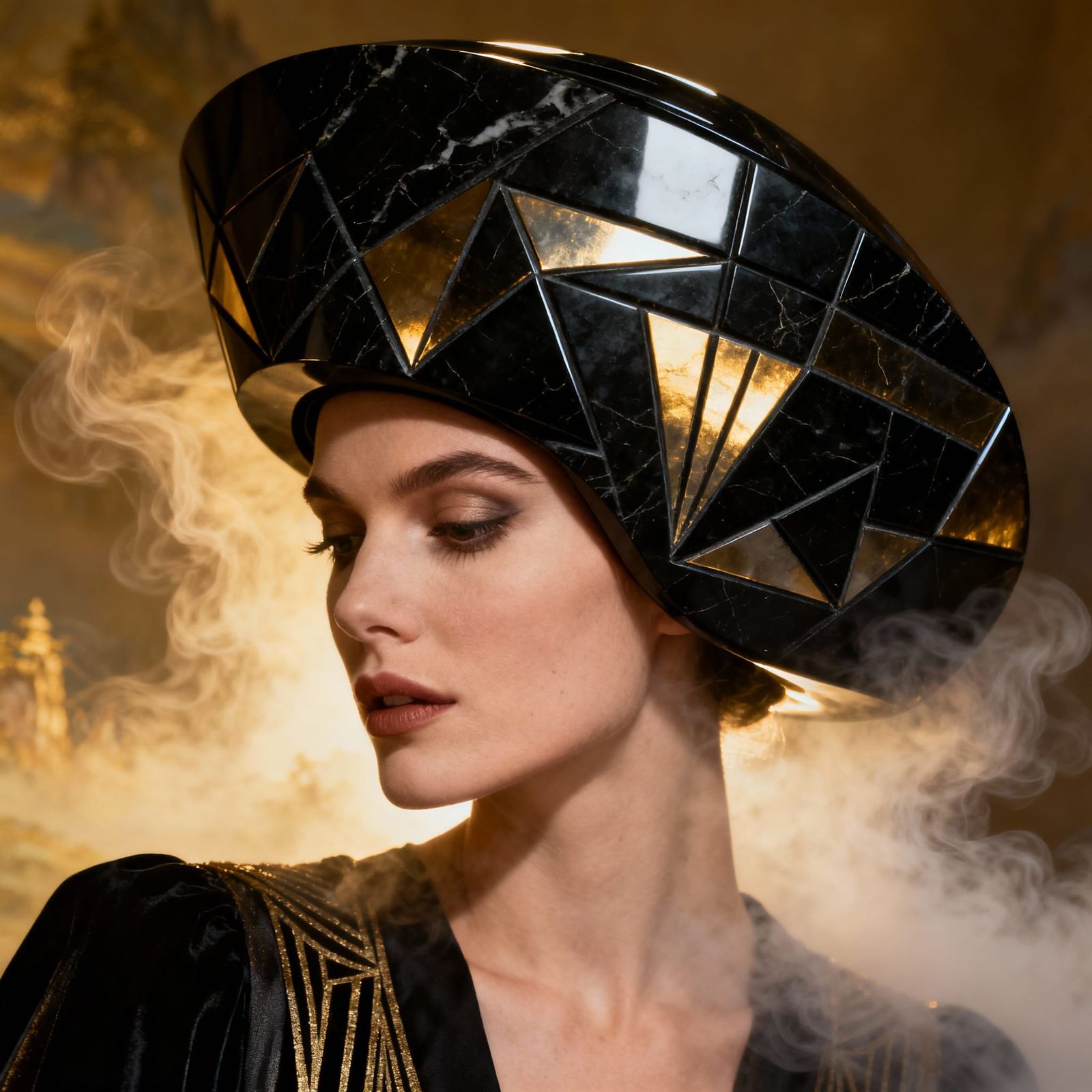 Art Deco Onyx Hat Fashion Photography