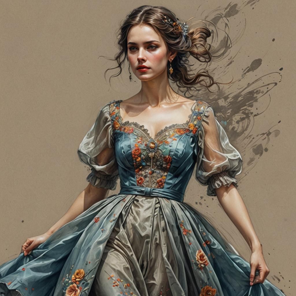 Enchanting Woman Portrait as Digital Illustration