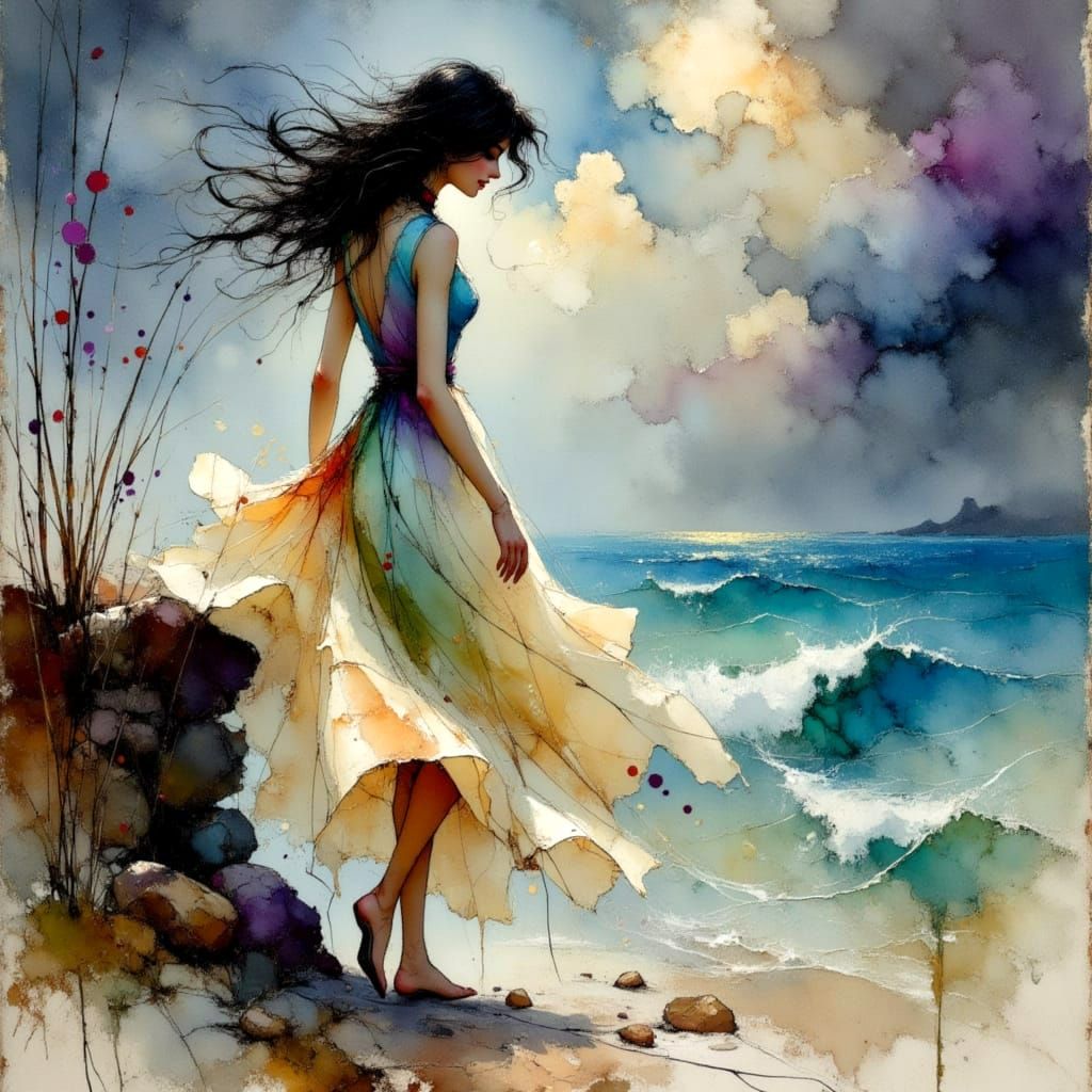 Romantic Blues Scene with Young Beauty