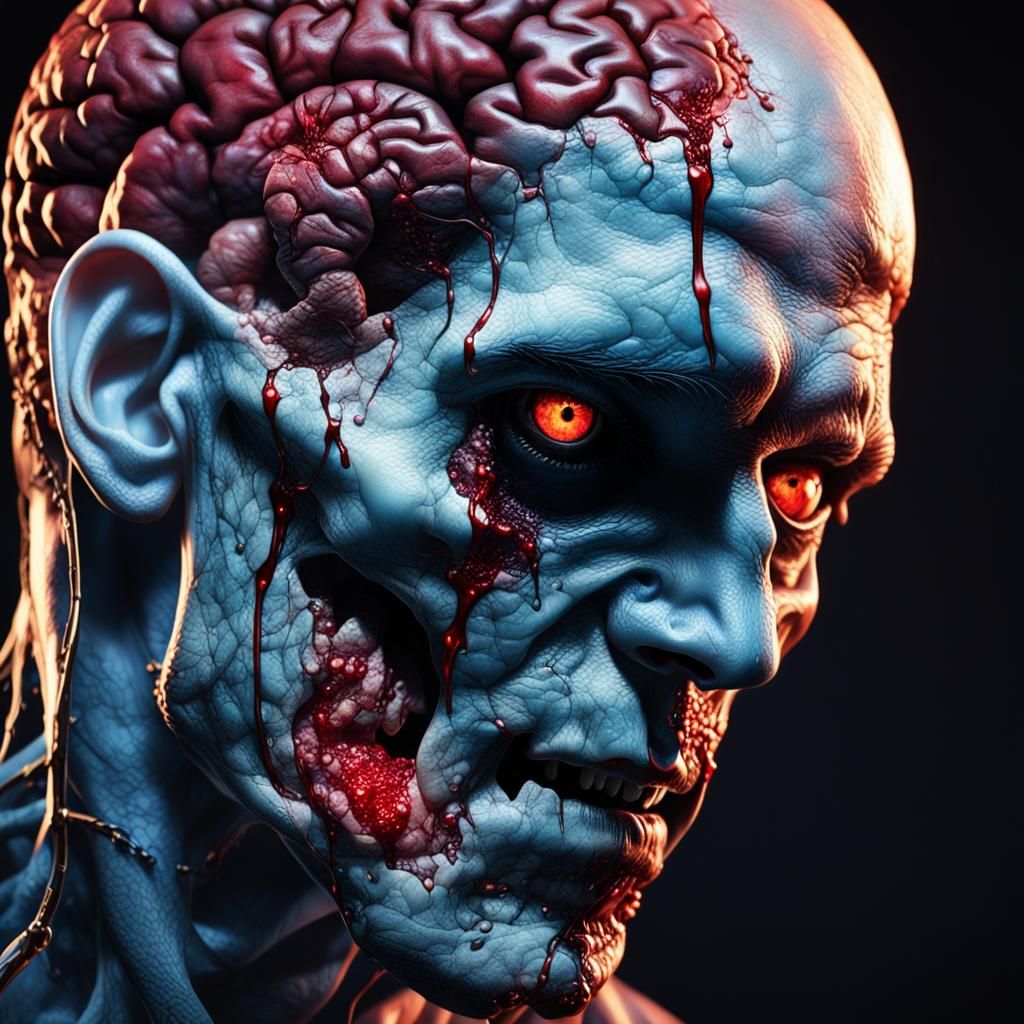 Macabre Portrait of Brain Extraction in Dark Fantasy Style