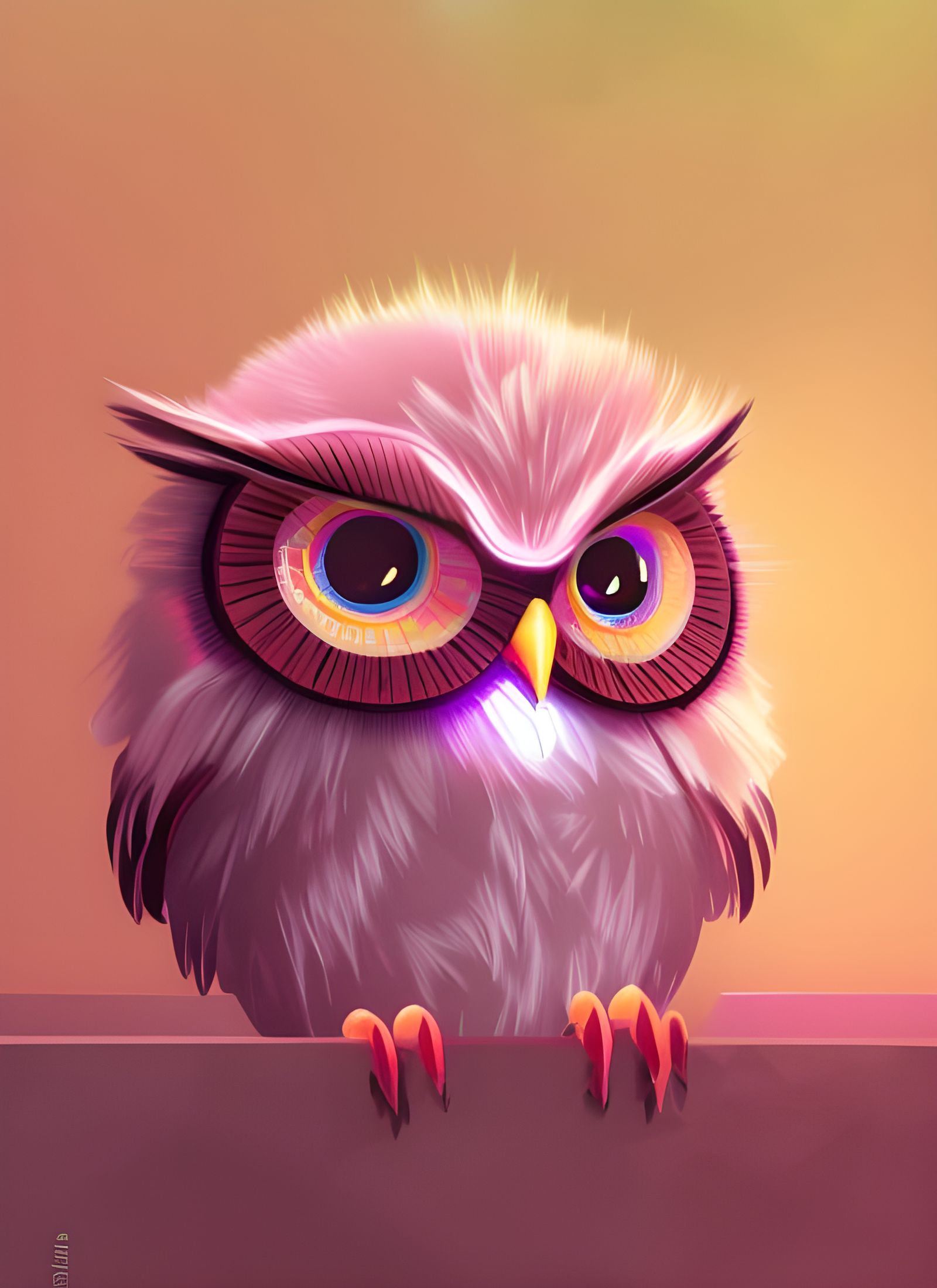 Angry Pink Baby Owl Clip Art in 8k