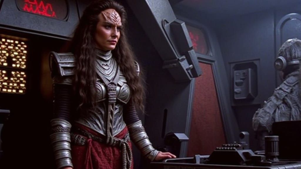 Regal Female Klingon Captain in Ornate Armor