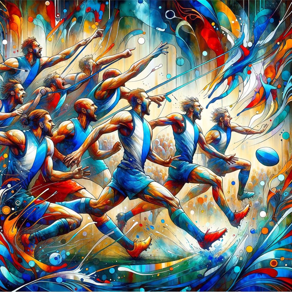 Abstract Expressionist Australian Footballers in Action