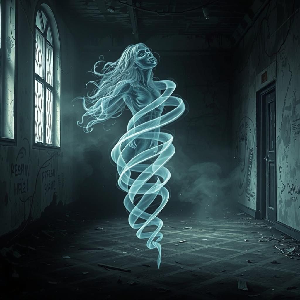 Ethereal Smoky Ghost in Fog: A Gothic Illustration