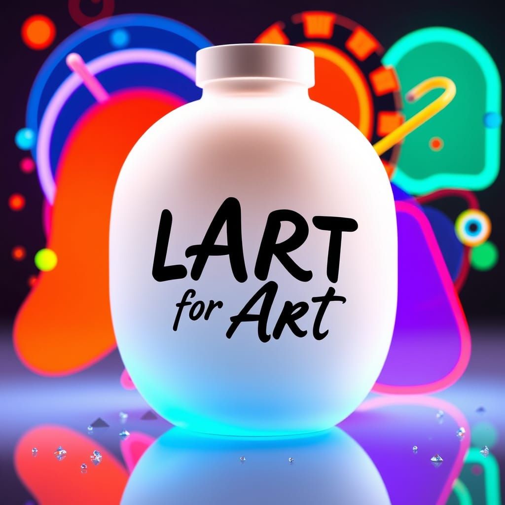 Bold Futuristic Art Piece with Cursive Text