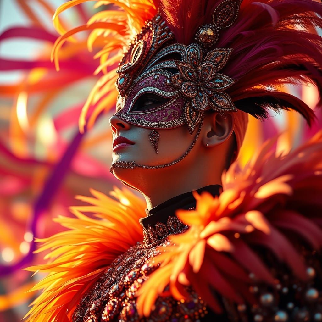 Ethereal Carnival Dancer Radiates Joy in Vibrant, Whirling S...