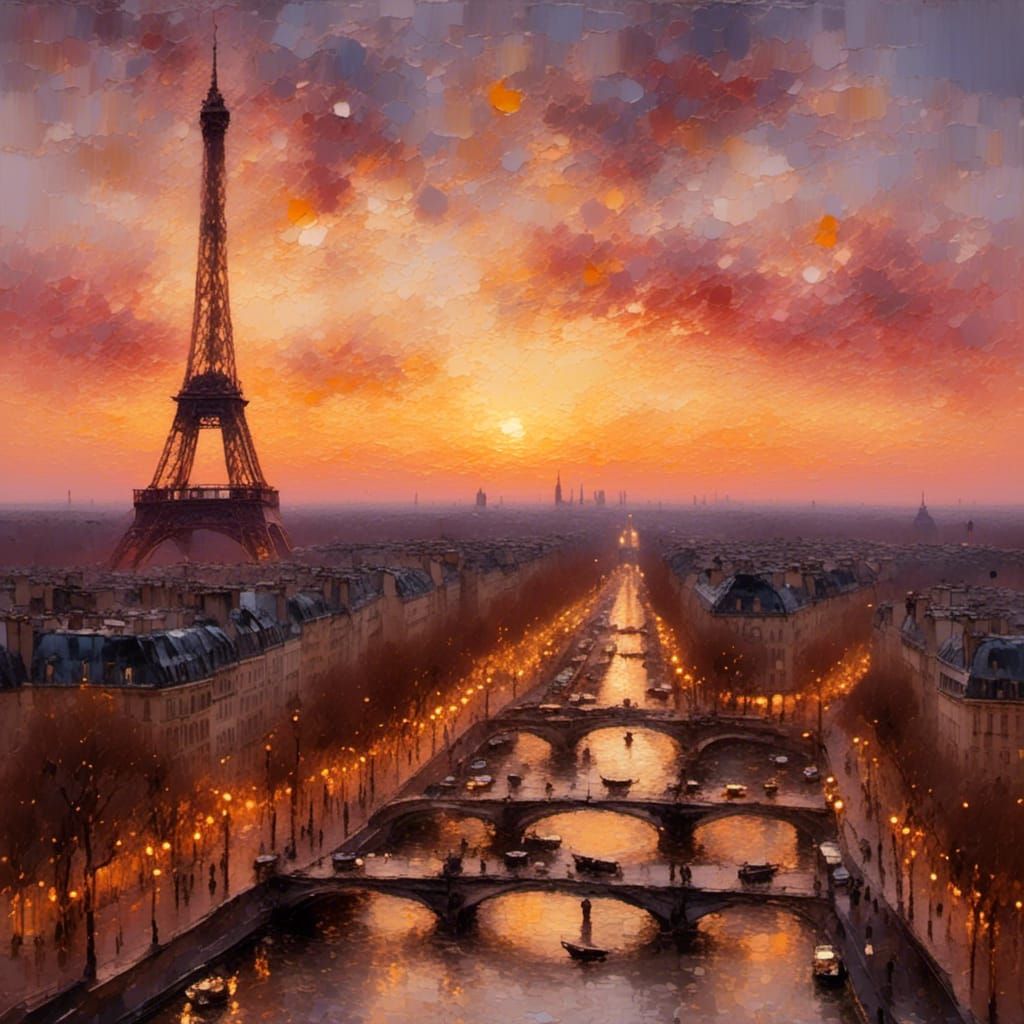 Eiffel Tower in Paris: Impressionist Oil Painting