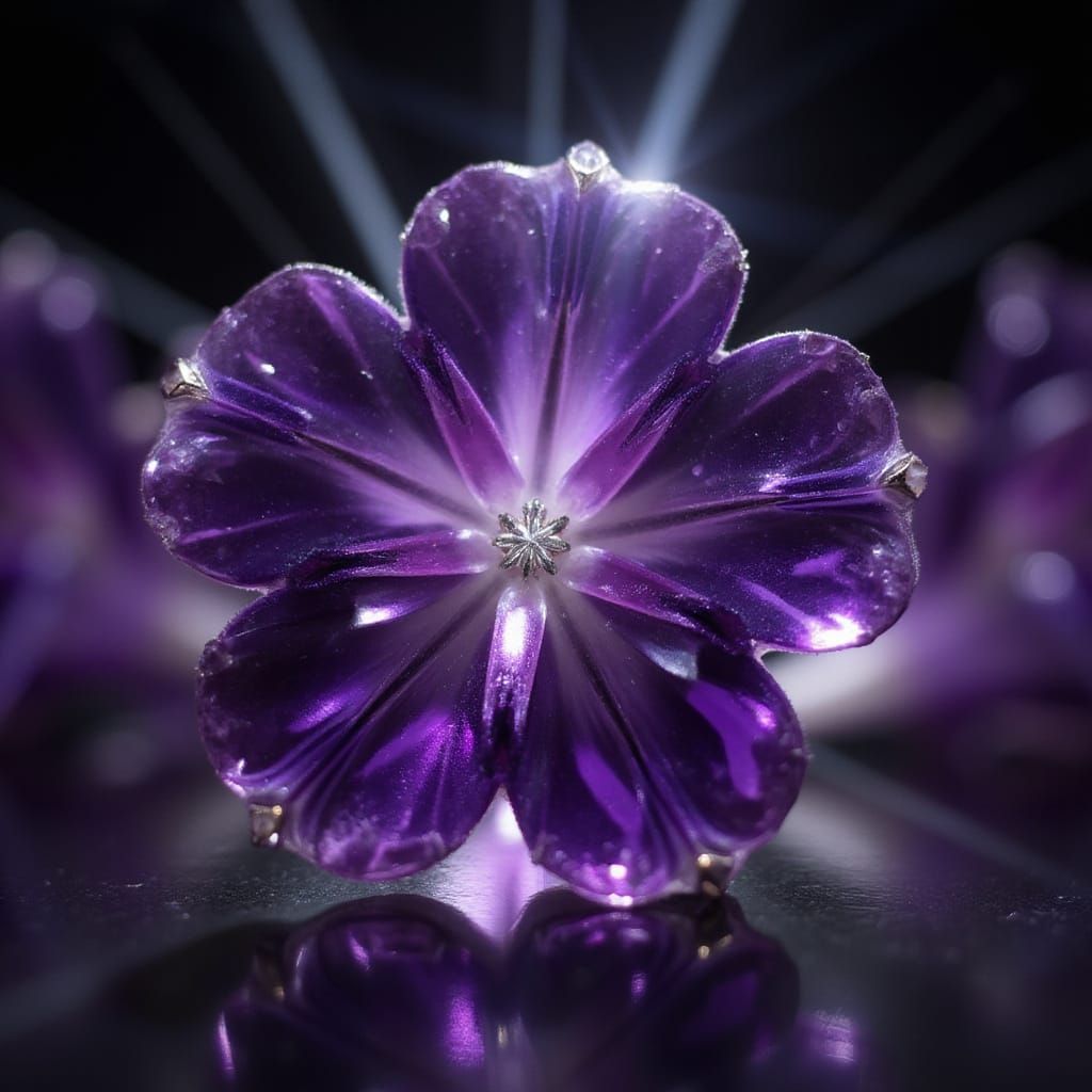 Amethyst Flower Gemstone with Shimmering Star
