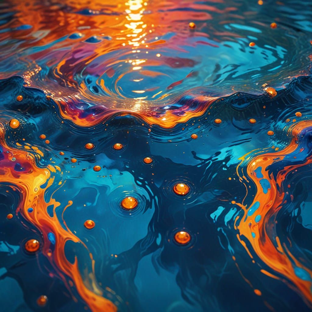 Surreal Swimming Pool Scene in Vibrant Oil Painting