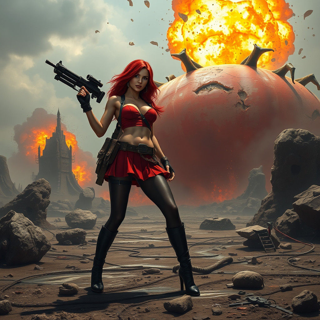 Warrior Amidst Tomato Apocalypse: Fantasy Concept Art