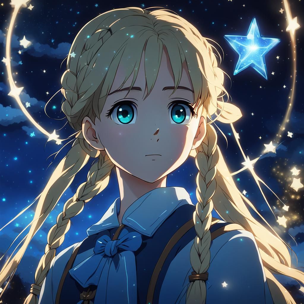 Anime Girl with Magical Stone in Ghibli Style