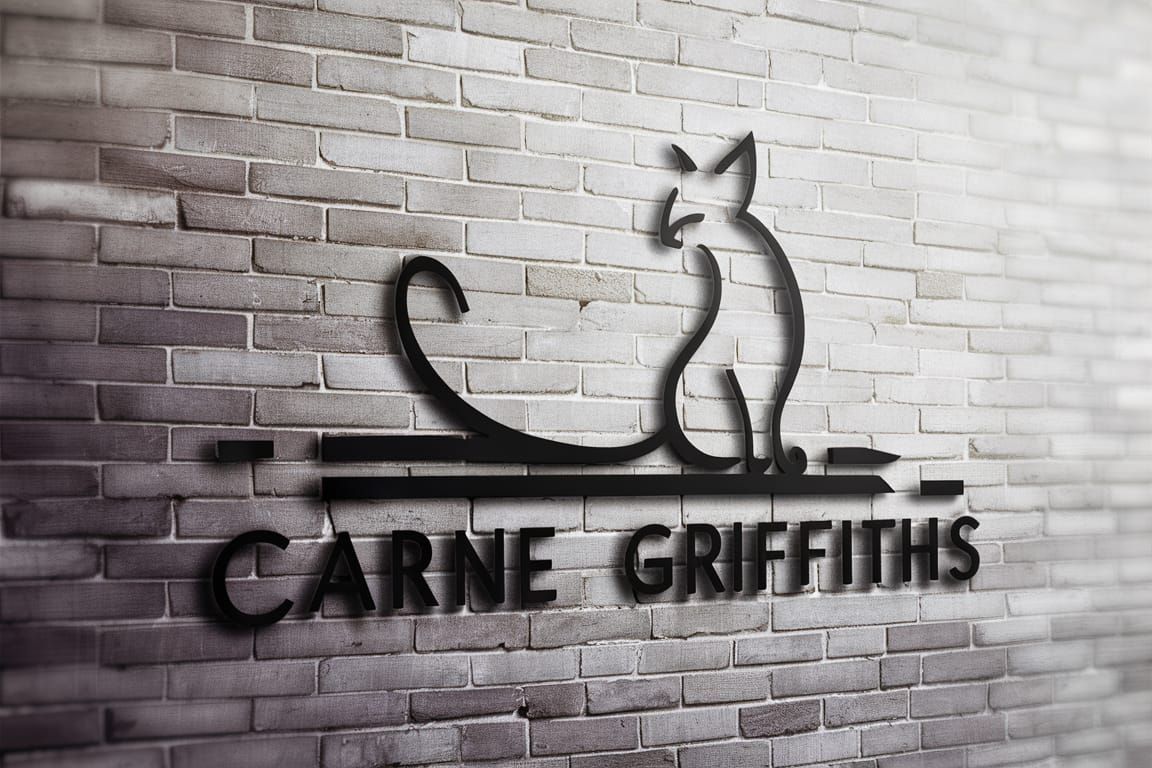 Minimalist Cat Logo on Brick Wall, Carne Griffiths Style