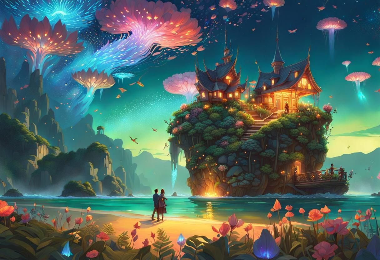 Fantastical World's Edge Illustration in Fantasy Style