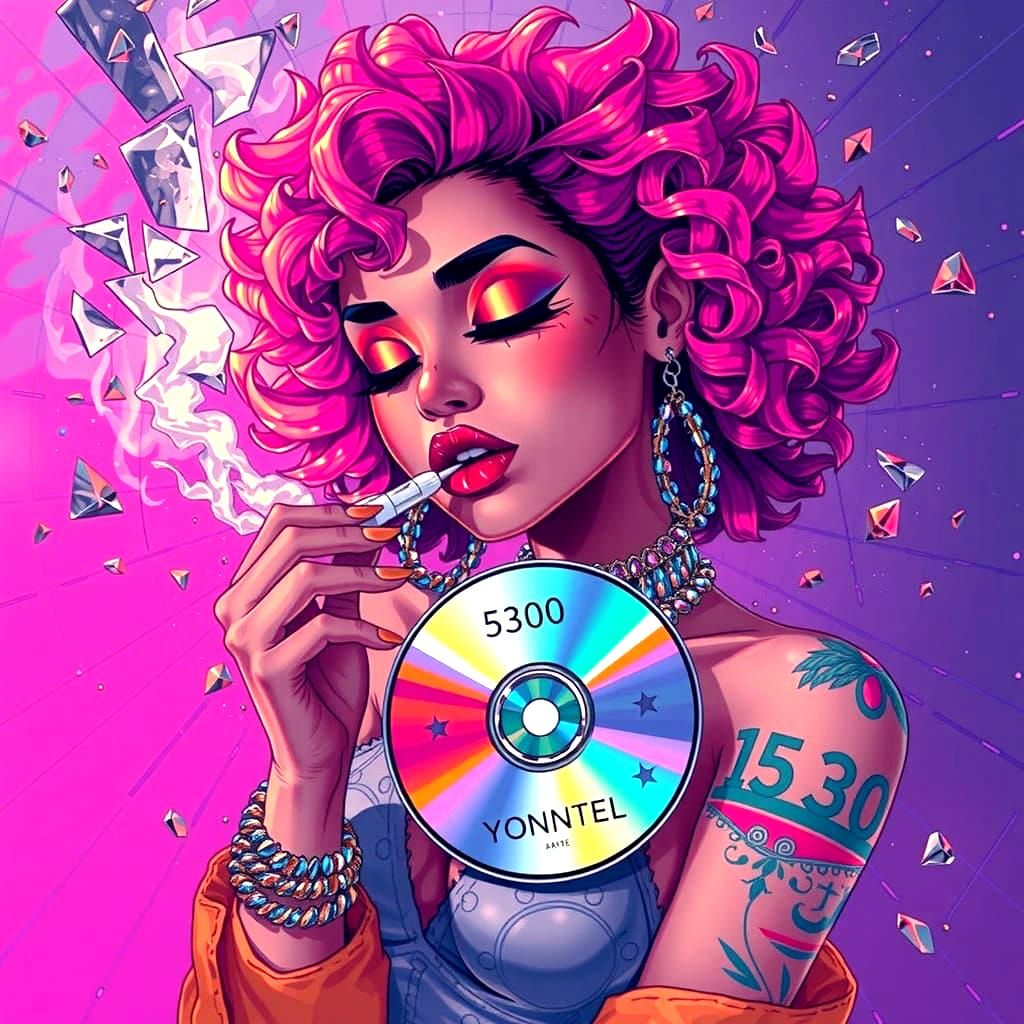 Anime Girl Smoking with Broken Mirror Background