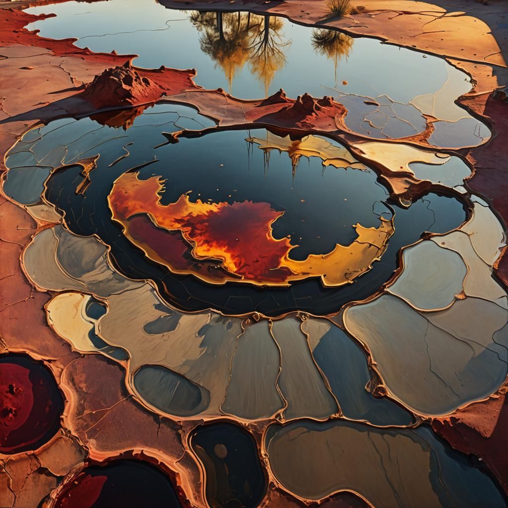 Surreal Sun Reflecting in Dreamlike Pool