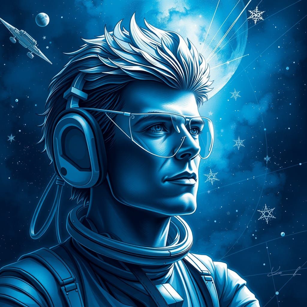 Ethereal Space Travel in Cosmic Blue