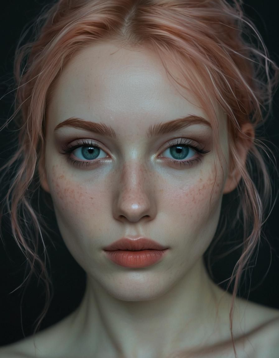 Girl Portrait with Scribbles in Expressionist Style