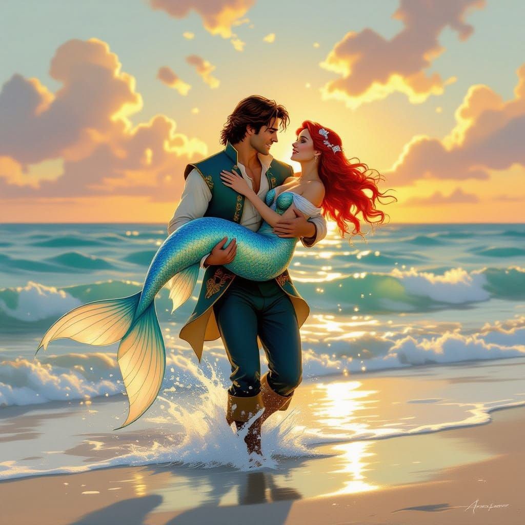 Prince Eric Rescues Ariel From The Ocean