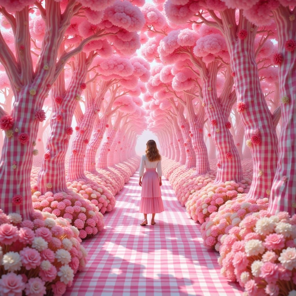 Whimsical Gingham Dreamscape Installation