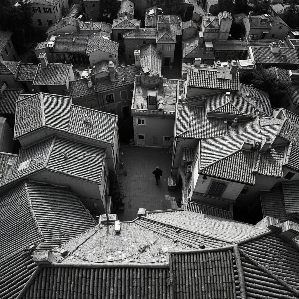 Vintage Scandicci Aerial View in Black and White